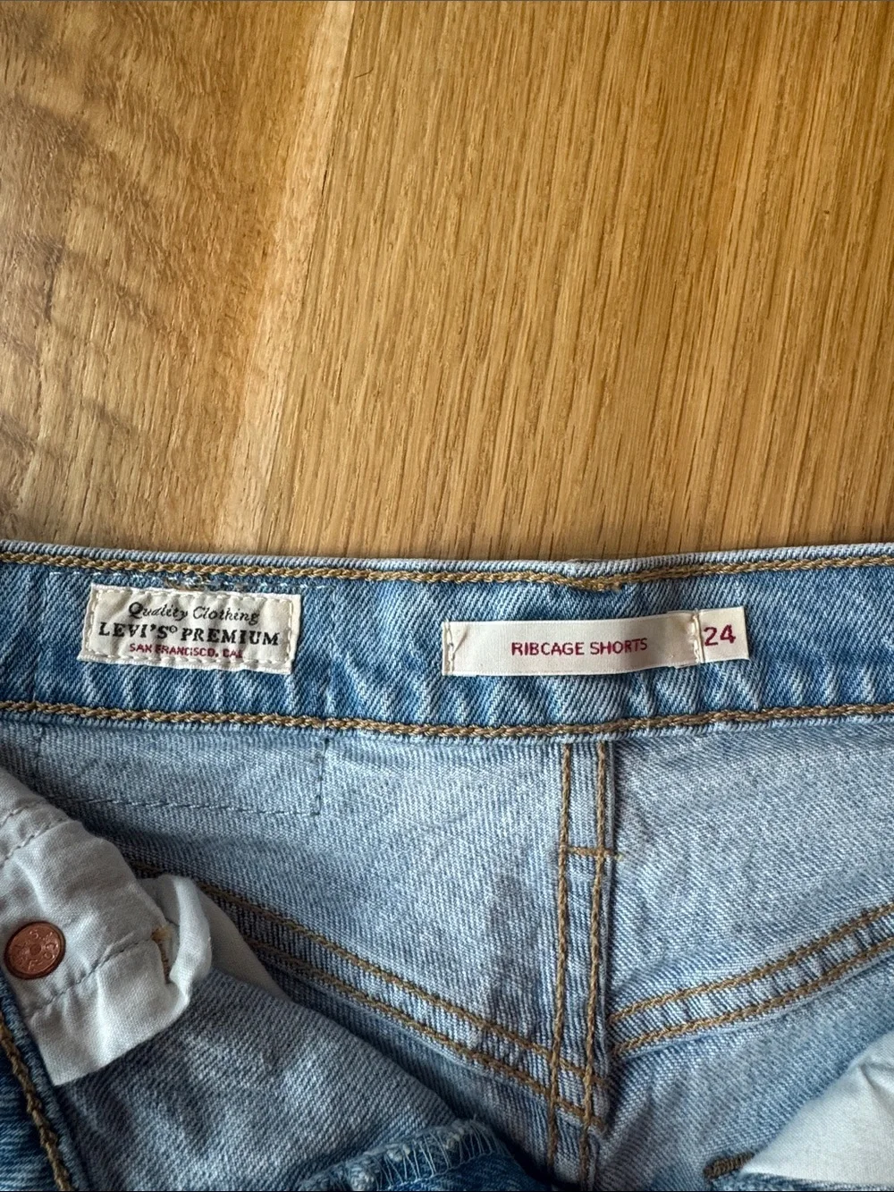 Levi's Ribcage Shorts in light denim wash
